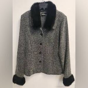 SAG HARBOR DRESS 12 Vintage Detachable Faux Fur Collar Blazer
